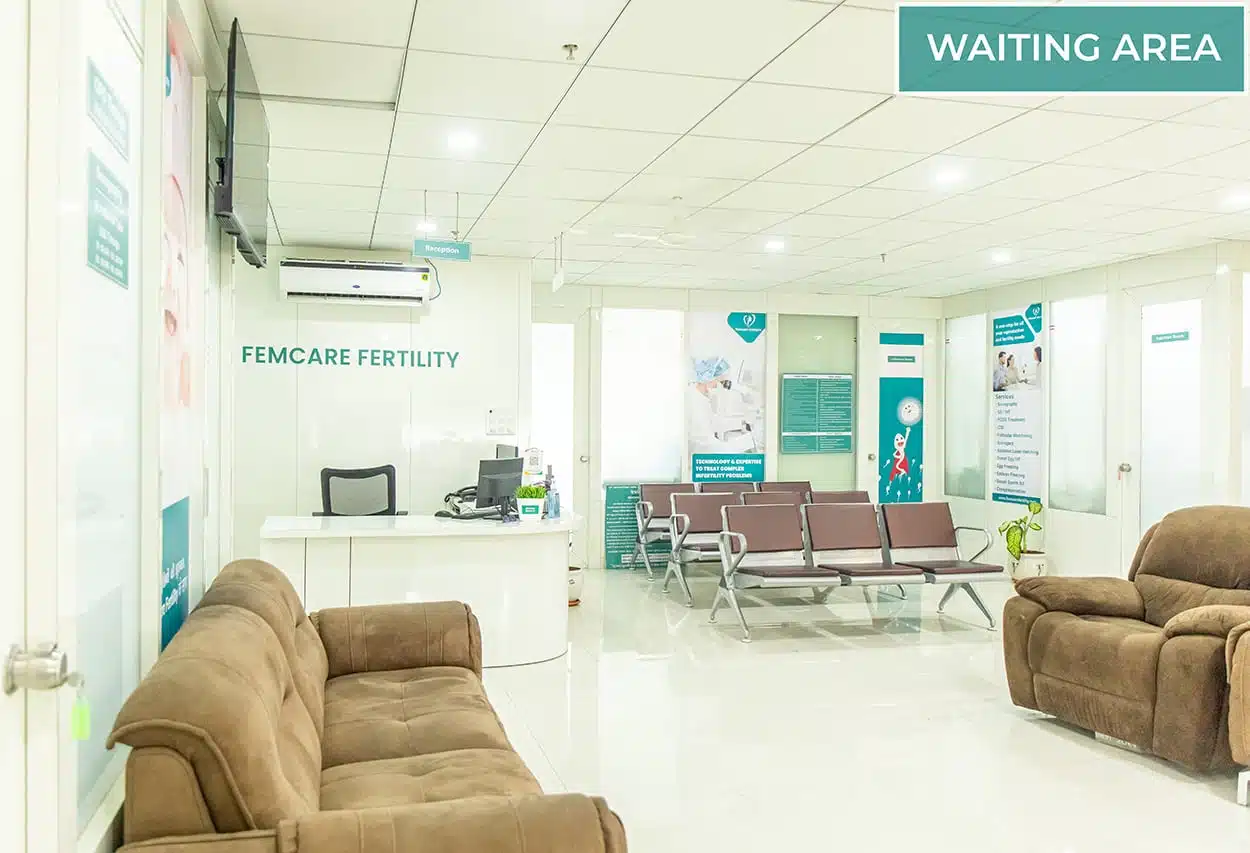 Comfortable waiting area at Femcare Fertility Baner Center for patients